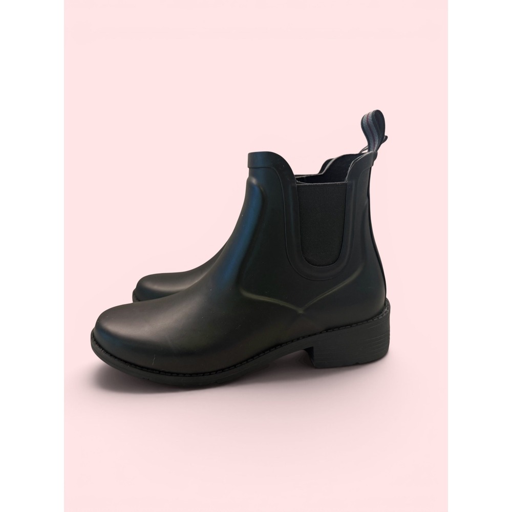 Lands' End Wmns Black Rubber Casual Chelsea Outdoor Ankle Rain Boots Size 7